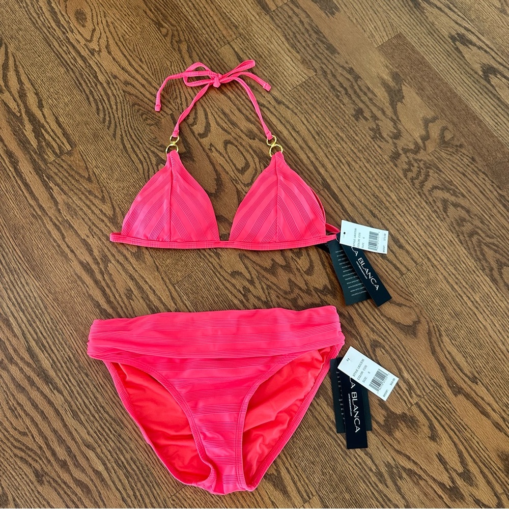 NWT Size 6 La Blanca Two-Piece Coral Color Bikini Swimsuit